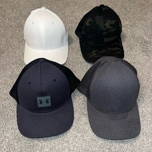 4 Assorted caps/hats size L-XL *flexfit* *lids* *under armor* 🧢🧢🧢🧢